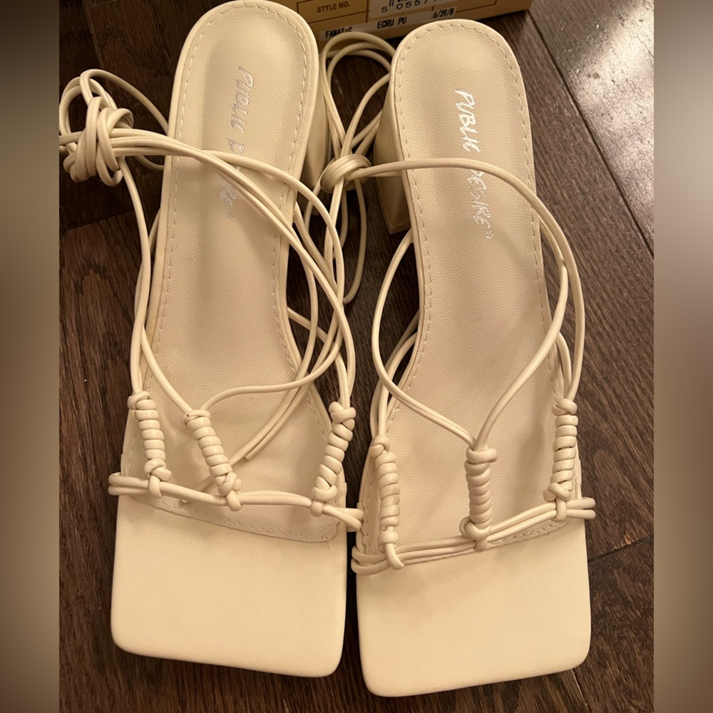 White block heels size 8